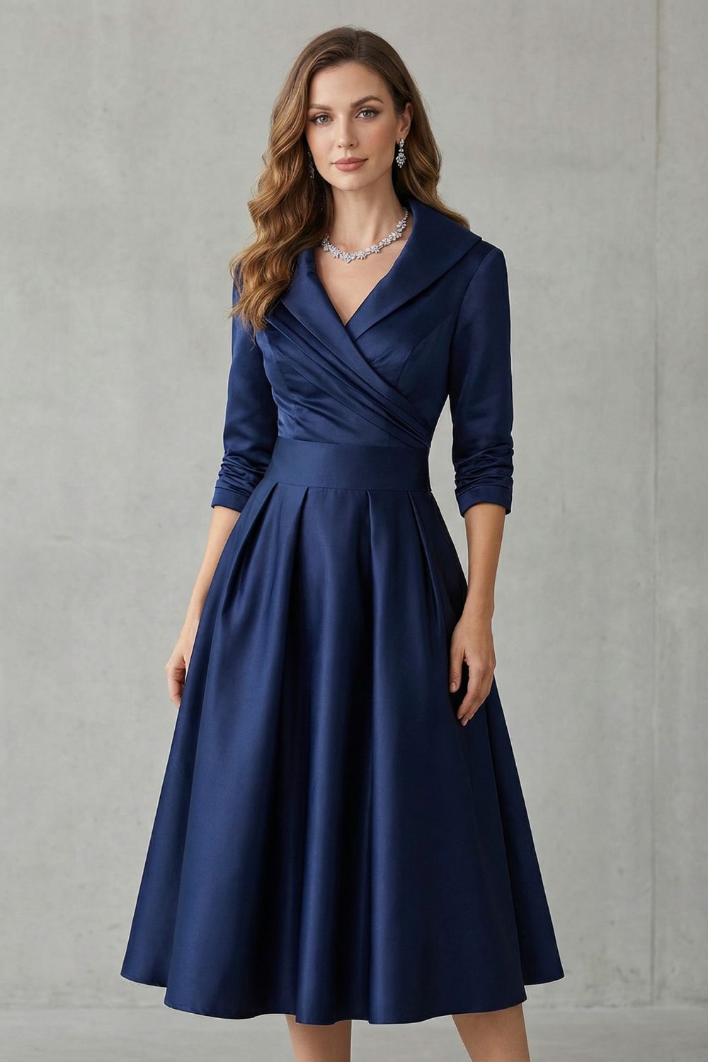 Satin Pockets Midi Dress