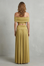 Off Shoulder High Waist Women’s Off-Shoulder Ruched Skirt Set
