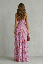 Floral Ruffle Halter Maxi Dress