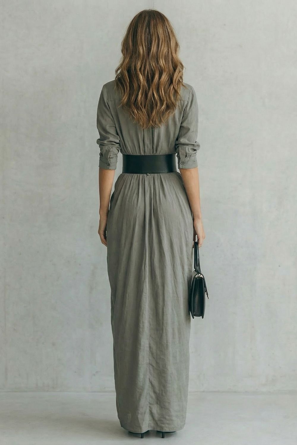 Belted Maxi Shirt Dress (includes Belt)