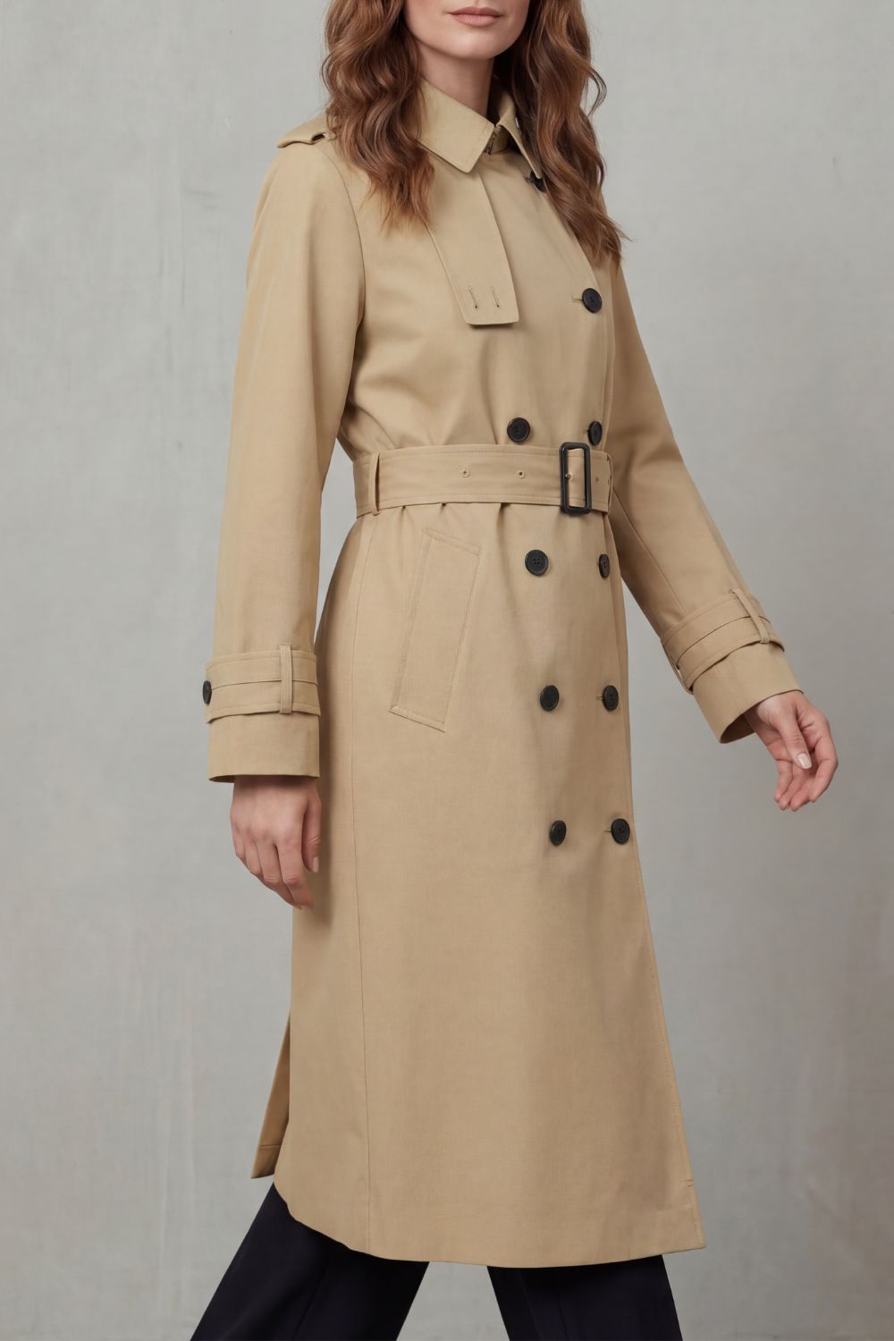 Knee Length Double-Breasted Trench Coat