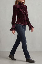 High Neck Velvet Victorian Blouse