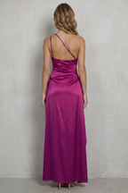 One Shoulder Satin One-Shoulder Evening Gown