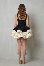 Square Neck Peplum Women’s Sleeveless Puffy Mini Dress