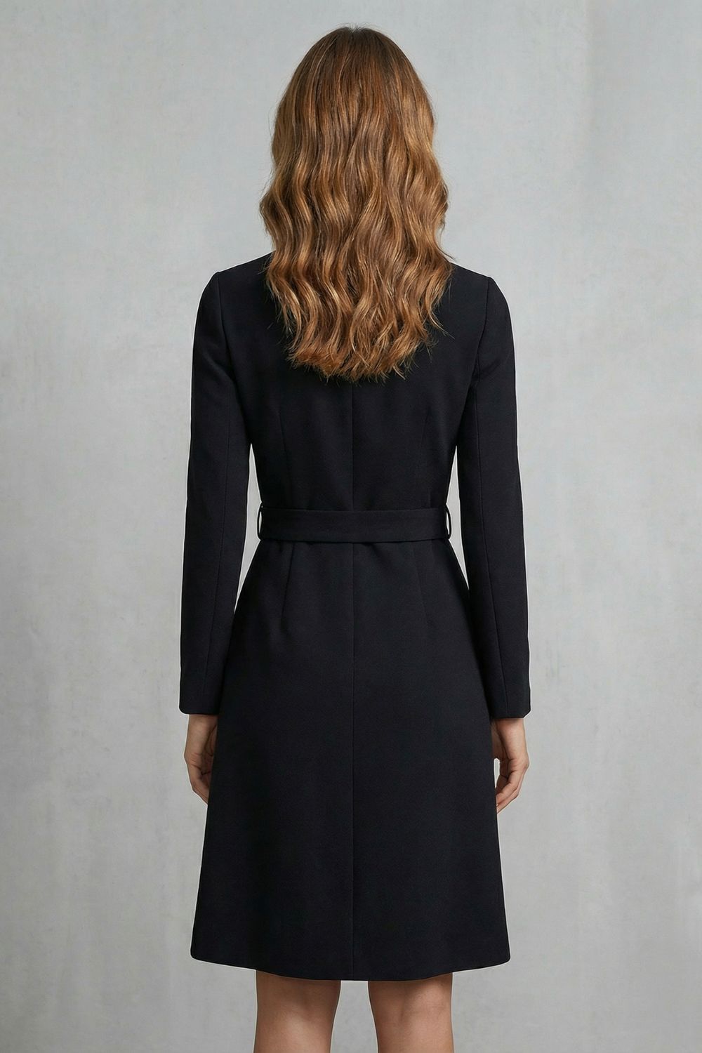 Long Sleeve Belted A-Line Midi Dress