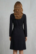 Long Sleeve Belted A-Line Midi Dress