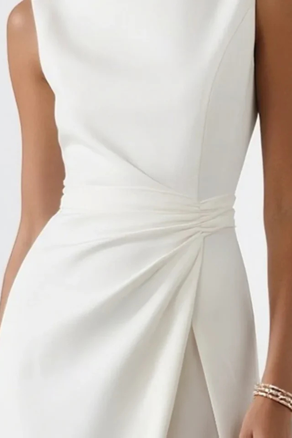 Boat Neck Draped Waist Maxi Dress Wedding Guest