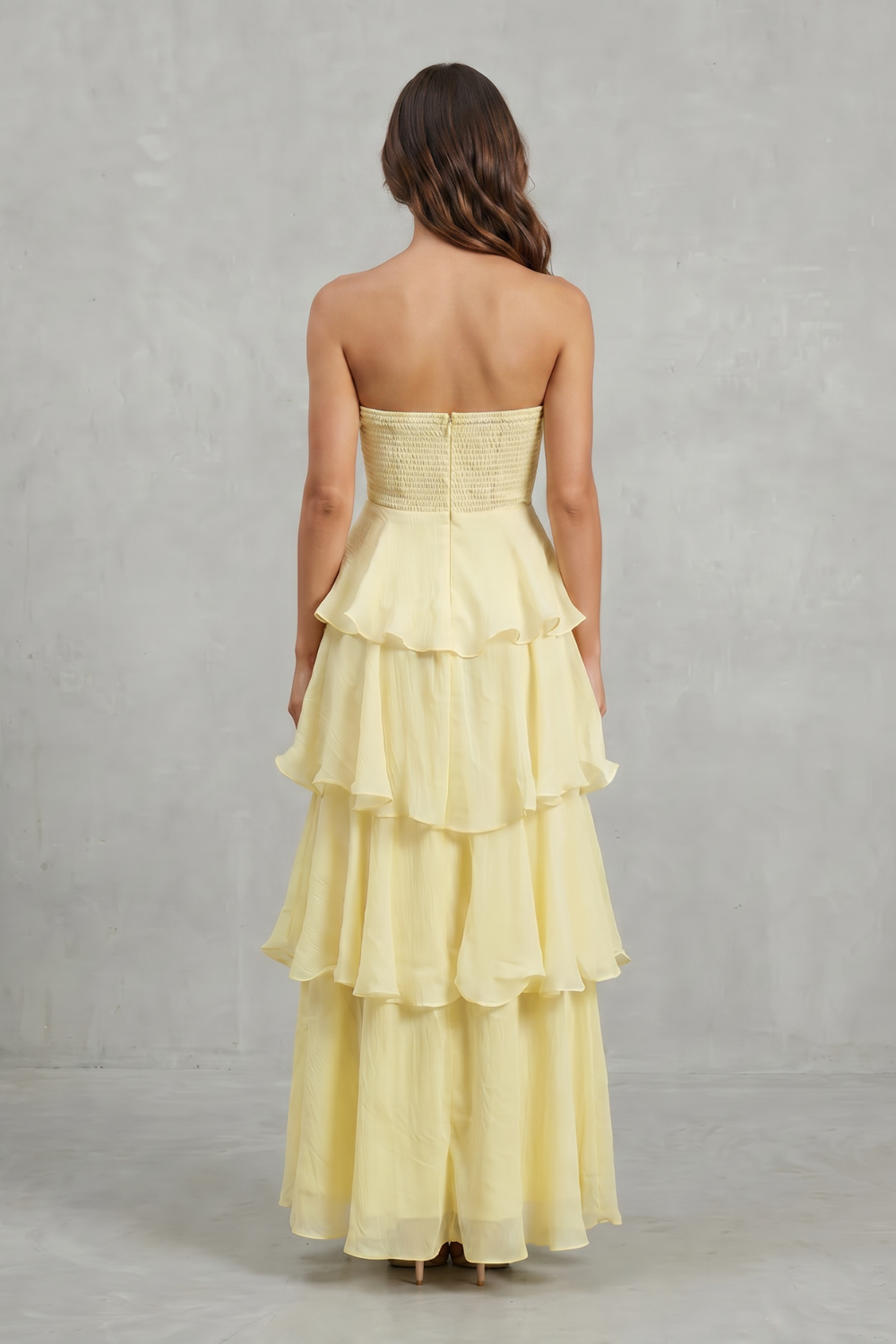 Ruffle Strapless Tiered Maxi Dress