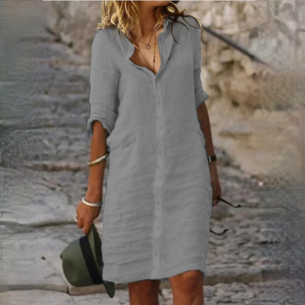 Cotton Linen Dress Casual Breathable Everyday