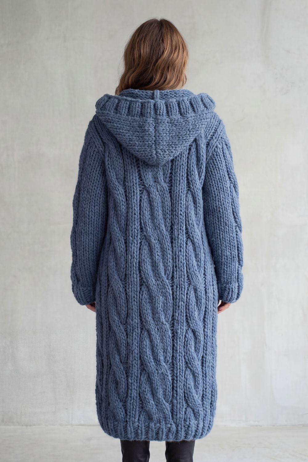 Oversized Knit Hooded Cardigan Coat