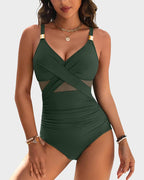 One-Piece Swimsuit Adjustable Strap Scoop Neck