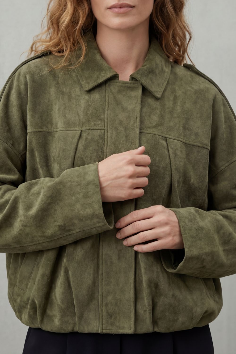 Zip Suede Bomber Jacket