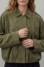 Zip Suede Bomber Jacket