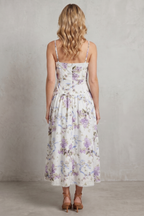 Square Neck Floral Midi Dress