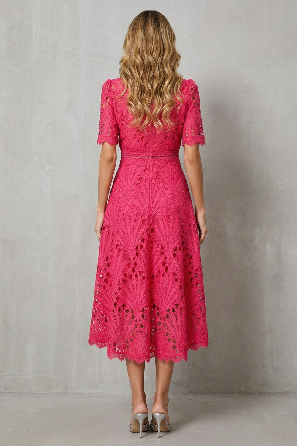 High Neck A-Line High-Neck Midi Dress
