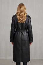 Oversized Faux Leather Shearling Coat