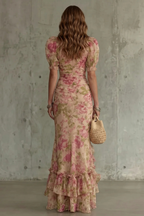 Floral High Neck Maxi Dress