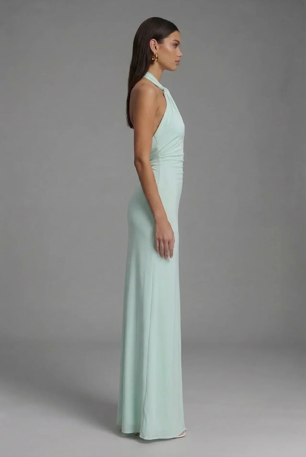 Satin Maxi Dress Halter Open Back