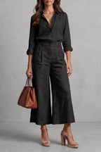 Linen High Waist Wide-Leg Co-Ord Set