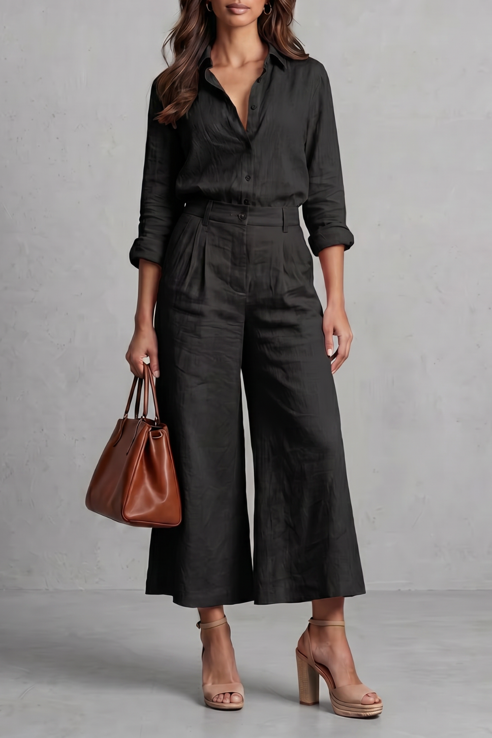 Linen High Waist Wide-Leg Co-Ord Set