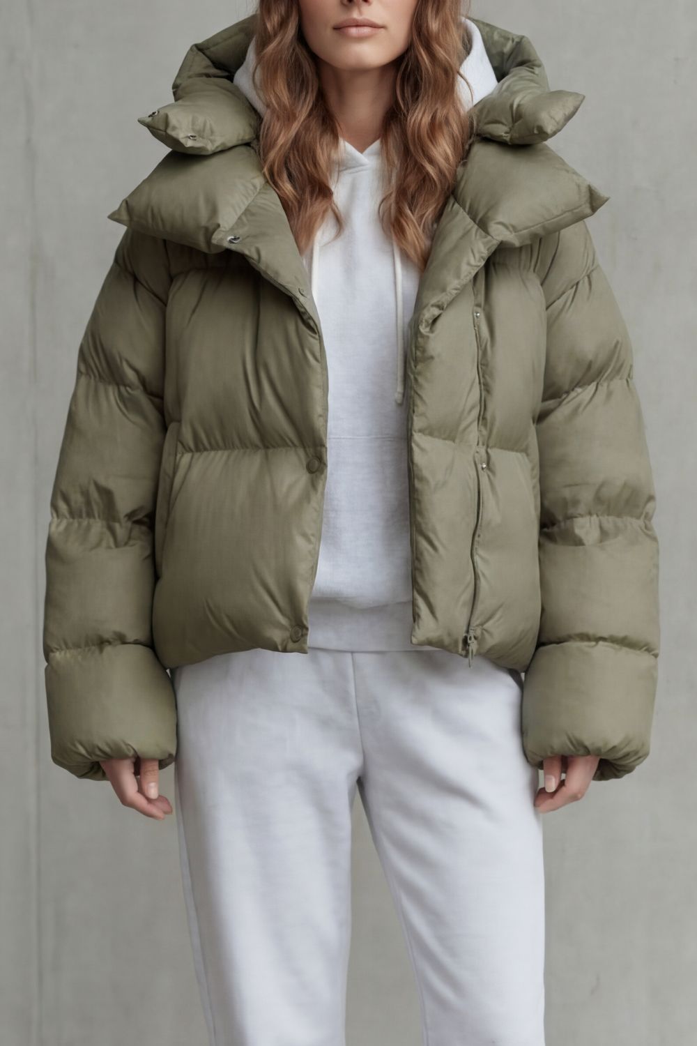 Oversized Zip Cropped Puffer Jacket
