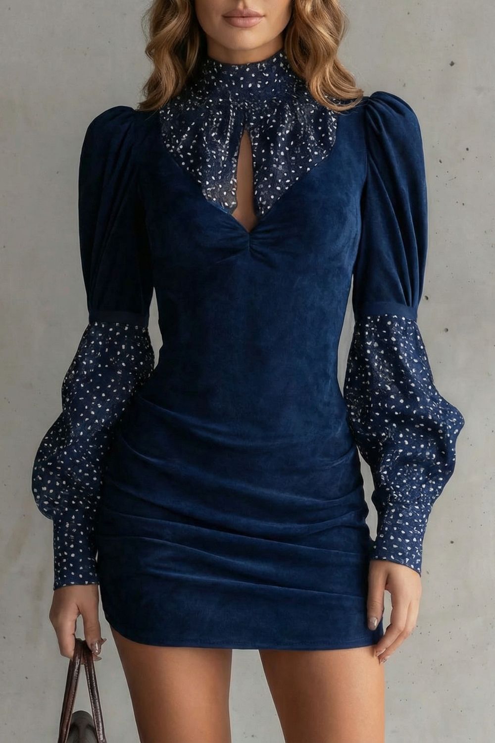 Polka Dot High Neck Mini Dress