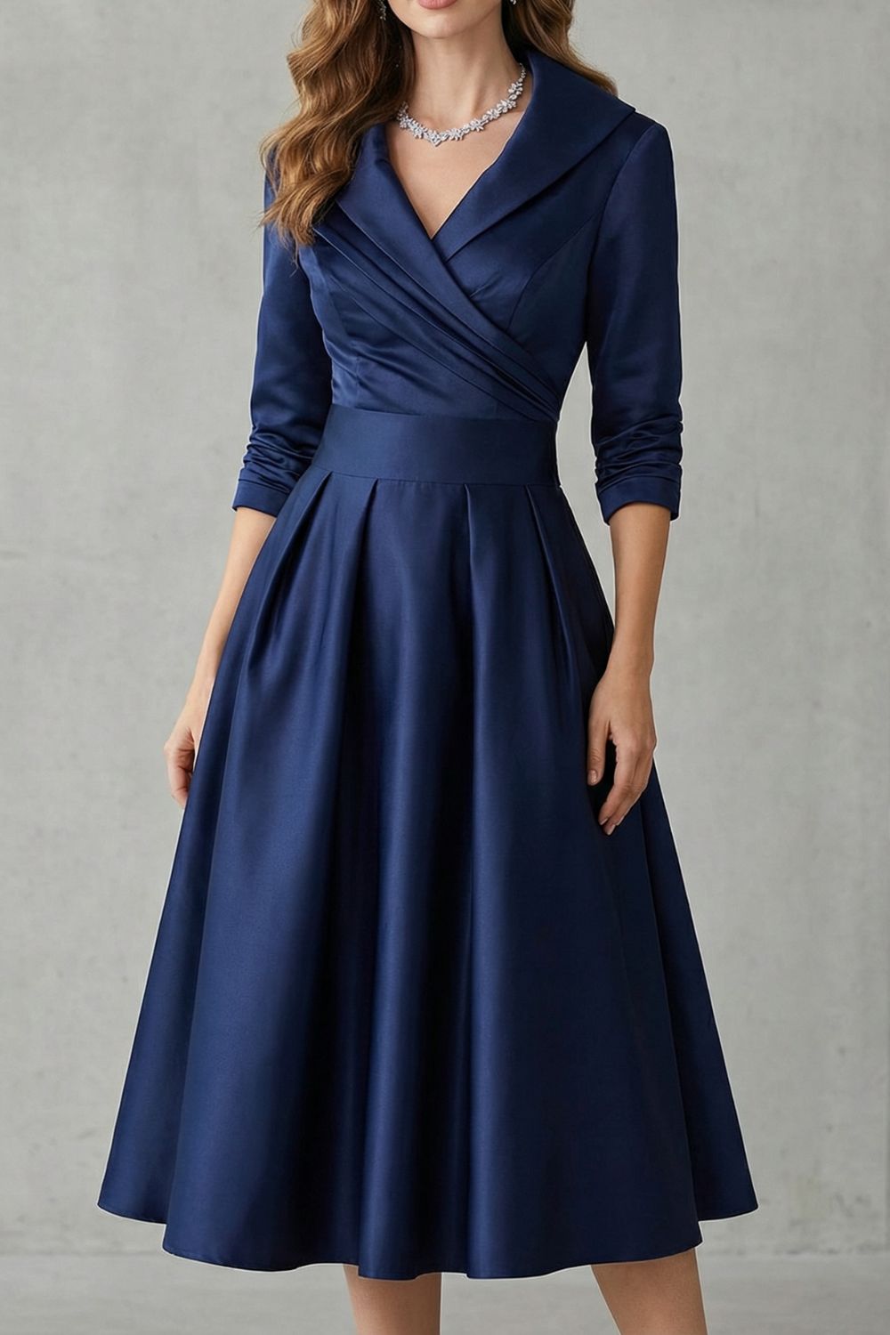 Satin Pockets Midi Dress