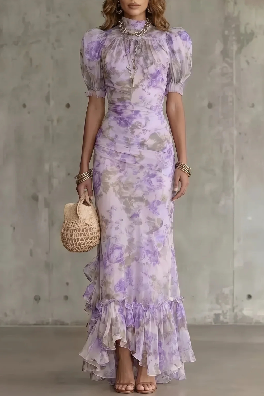 Floral High Neck Maxi Dress