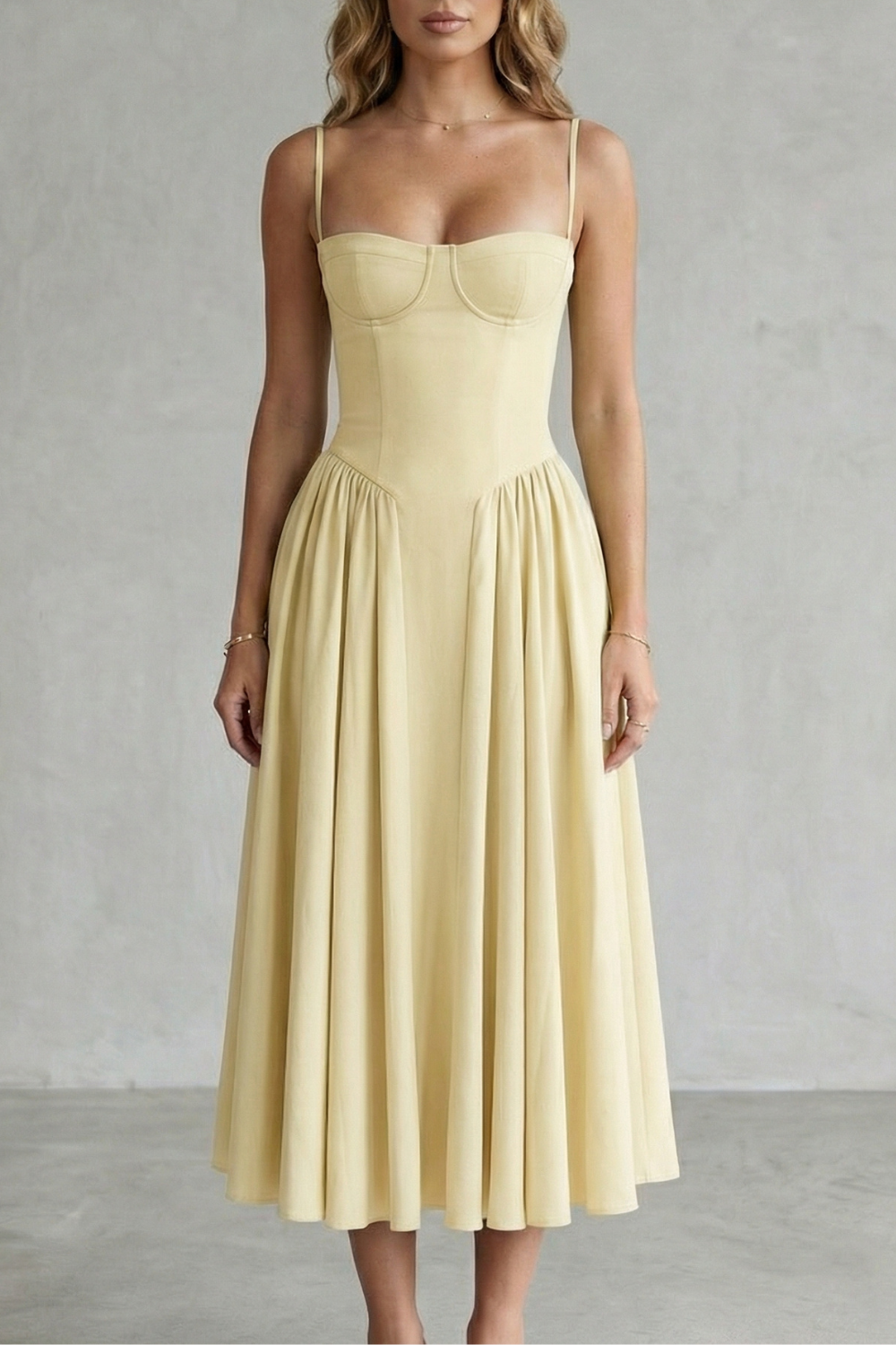 Pleated Midi Women’s Sleeveless Structured Dress