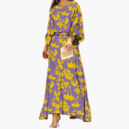 Boho Print Maxi Dress Flowing Wedding Guest
