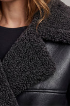 Oversized Faux Leather Shearling Coat