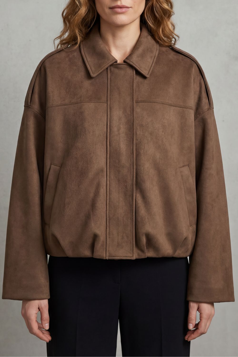 Zip Suede Bomber Jacket