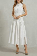 High Neck Sleeveless Elegant Midi Dress