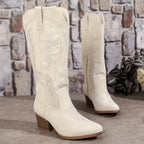 Cowboy Boots Pointed Toe Block Heel Western Modern Fit