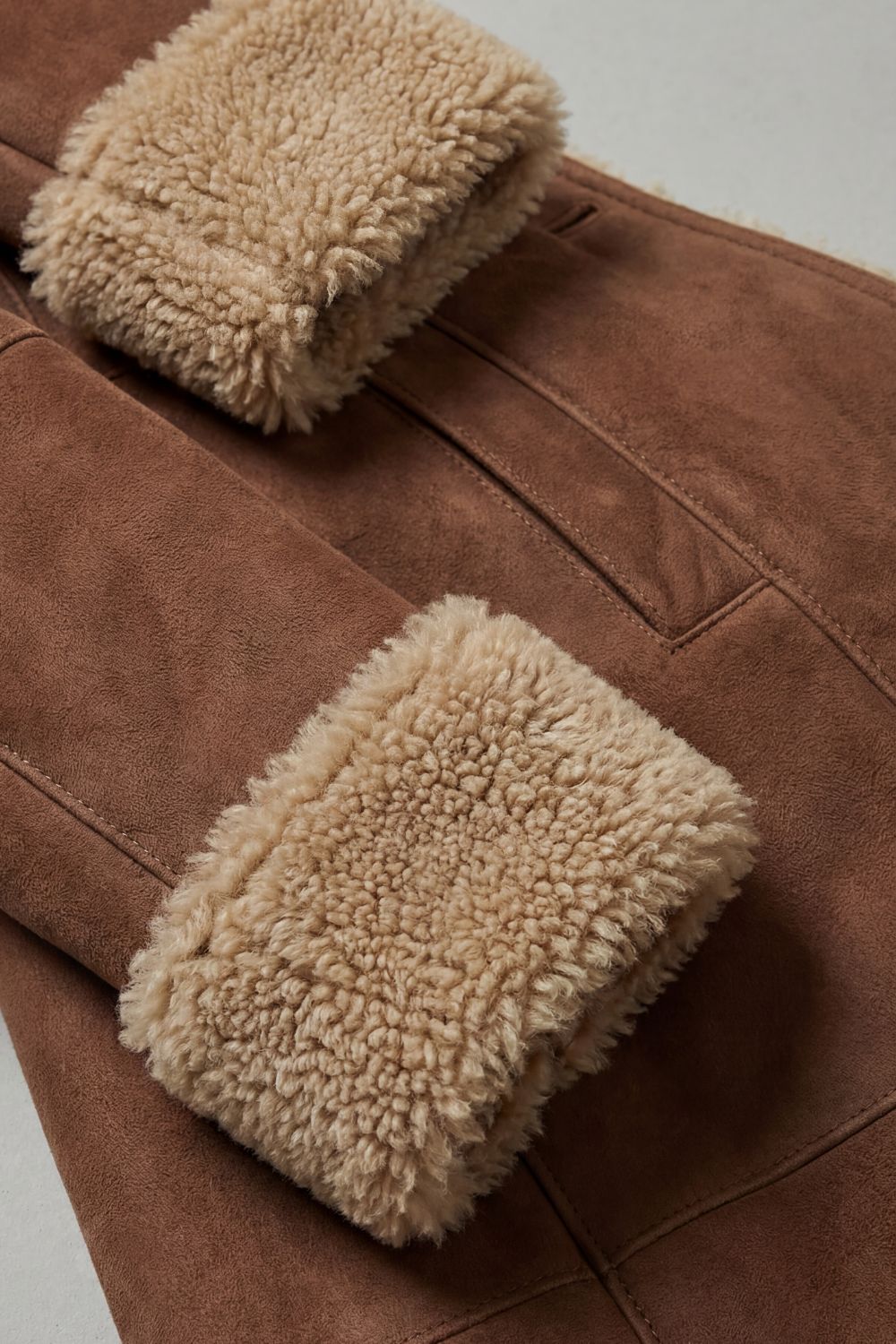 Suede Button Front Long Winter Coat