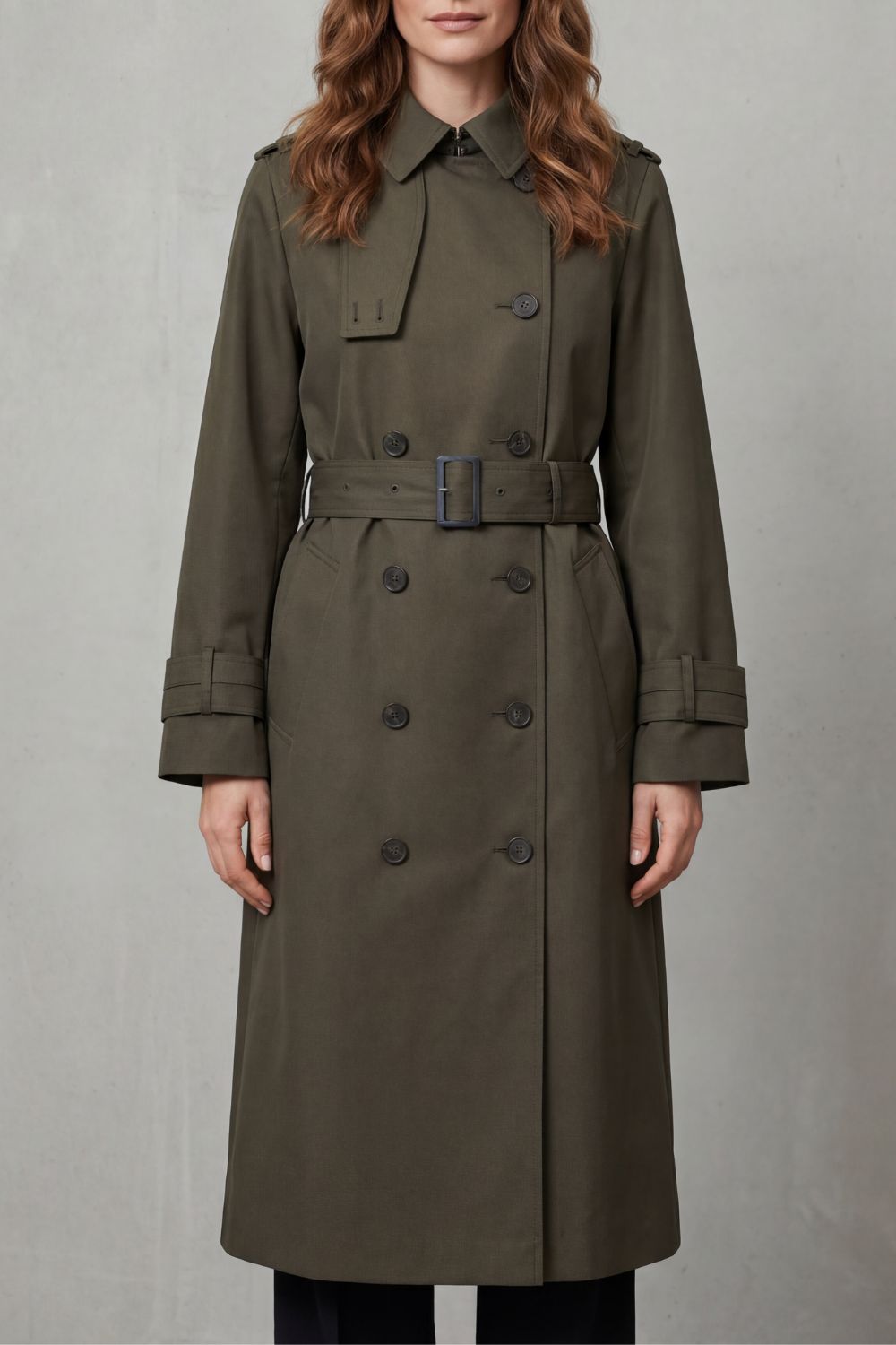 Knee Length Double-Breasted Trench Coat