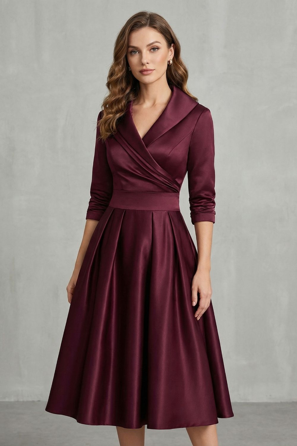 Satin Pockets Midi Dress