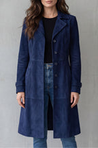 Suede Pockets Longline Coat
