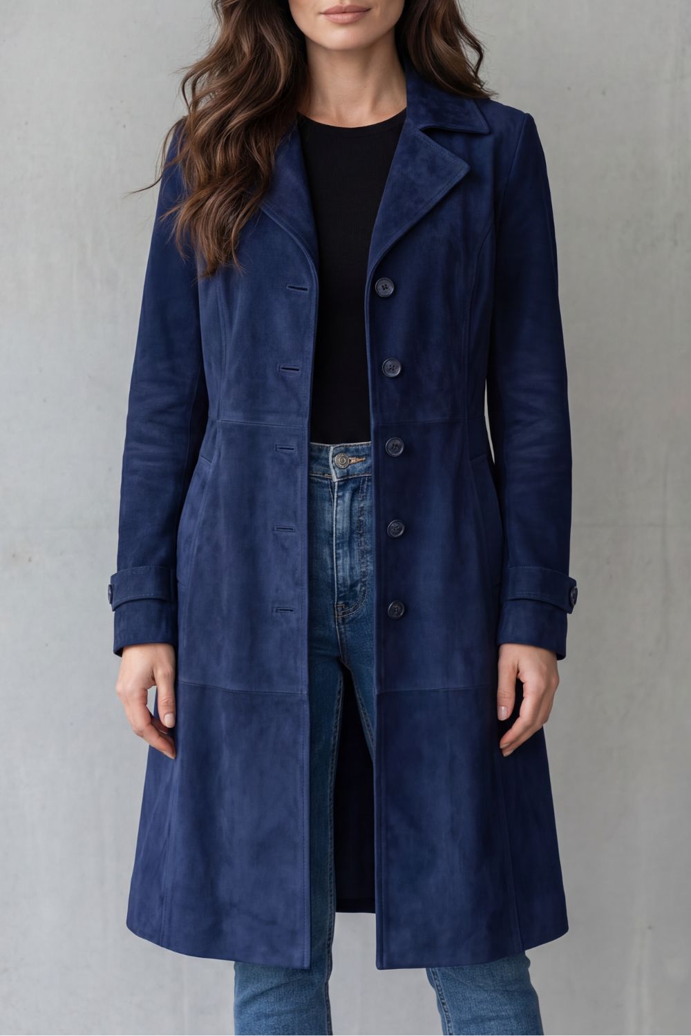 Suede Pockets Longline Coat