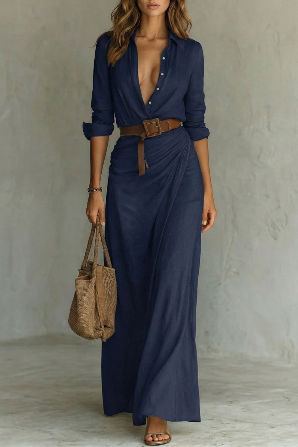 Wrap Belted Maxi Dress