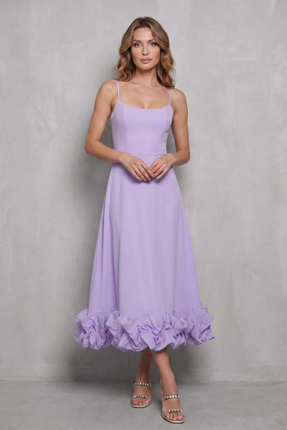 Ruffle Sleeveless Midi Dress