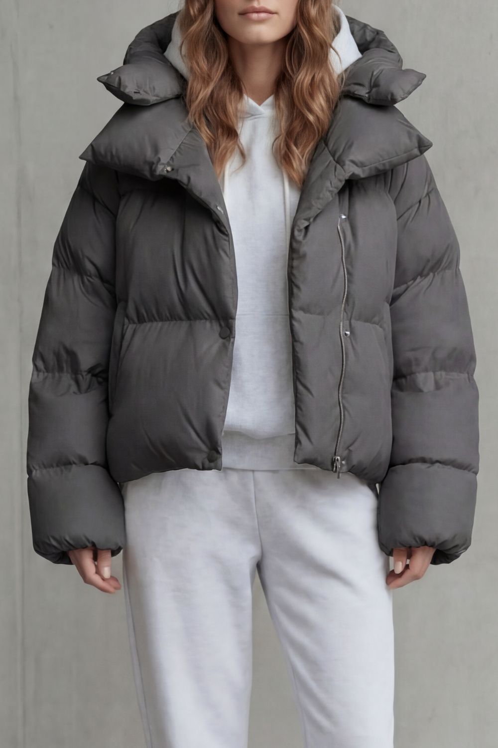 Oversized Zip Cropped Puffer Jacket