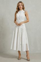 High Neck Sleeveless Elegant Midi Dress