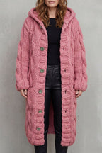 Oversized Knit Hooded Cardigan Coat