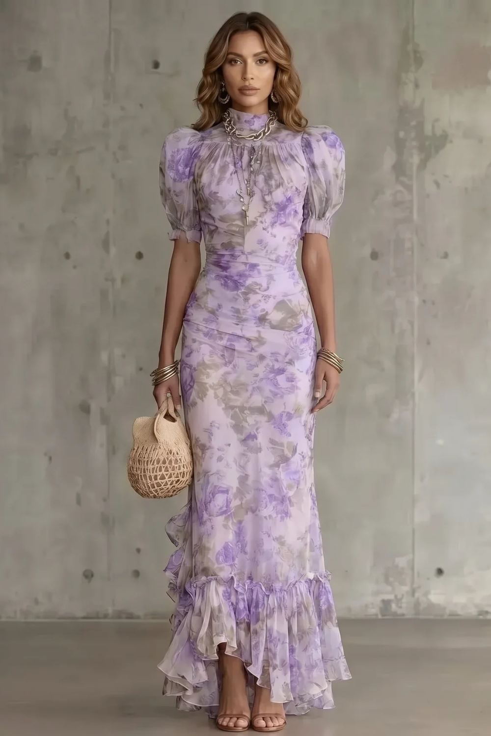 Floral High Neck Maxi Dress