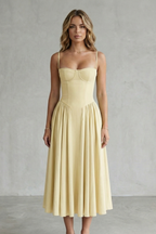 Pleated Midi Women’s Sleeveless Structured Dress