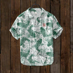 Japanese Art Print Linen Shirt Casual Statement