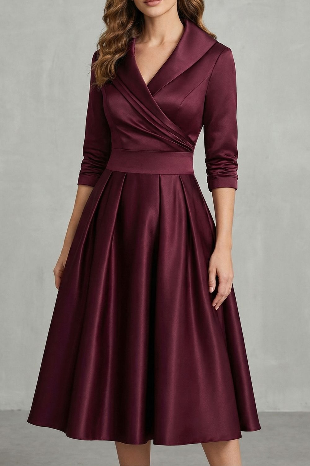 Satin Pockets Midi Dress