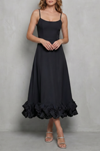 Ruffle Sleeveless Midi Dress