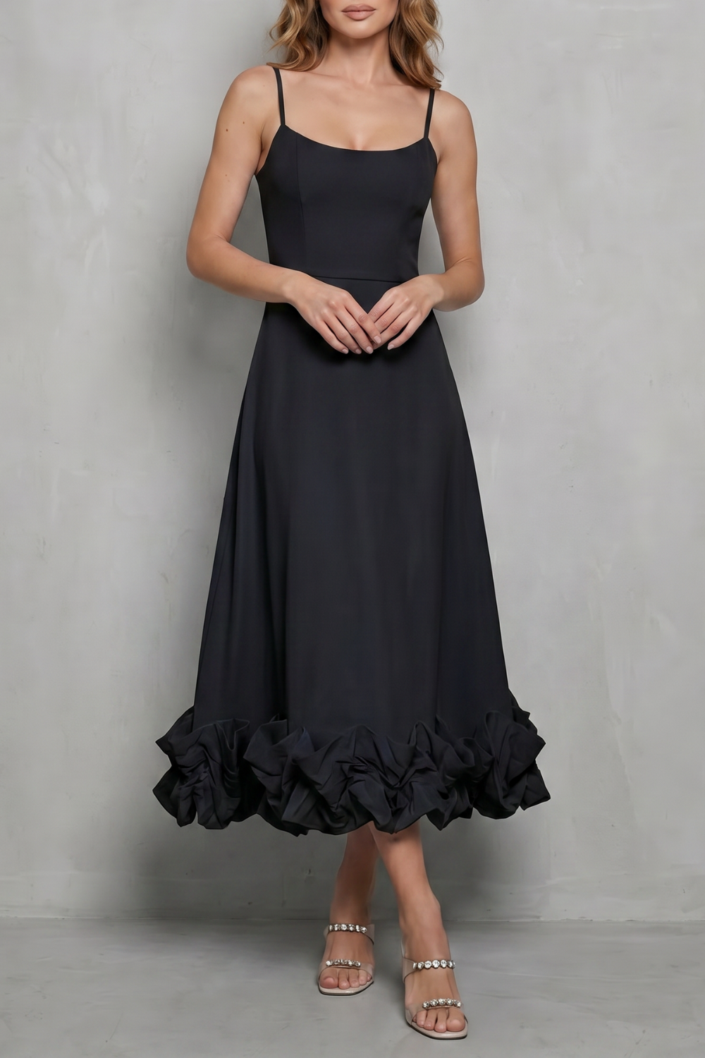 Ruffle Sleeveless Midi Dress